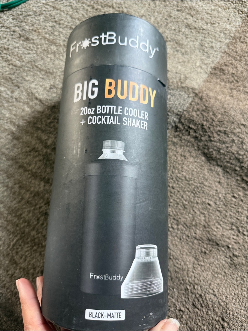 FrostBuddy Big Buddy 20oz Bottle Cooler & Cocktail Shaker — Black Matte